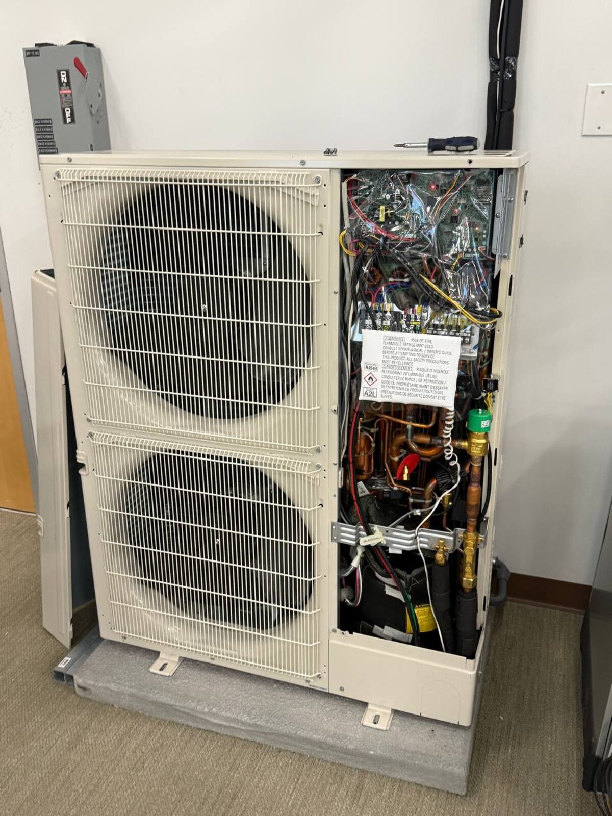 Mitsubishi outdoor condenser unit at the factory training center