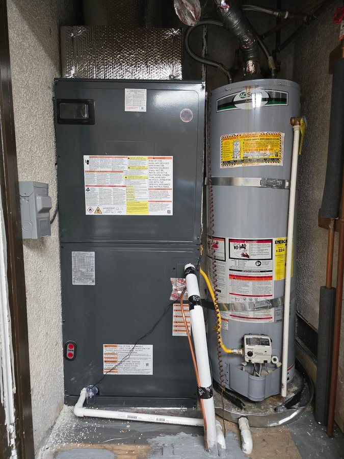 New 5-ton Goodman air handler installed in utility space, Union City