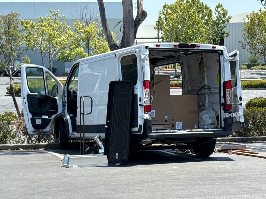 Service van loaded with equipment for the Carrier heat pump install, San Ramon