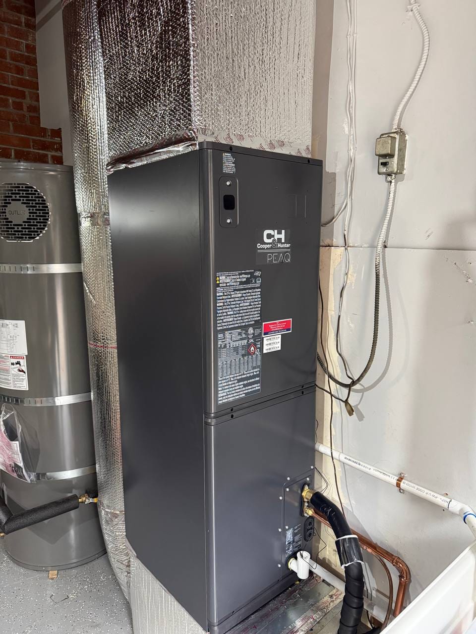 New Cooper&Hunter PEAQ indoor air handler installed in the garage, Walnut Creek
