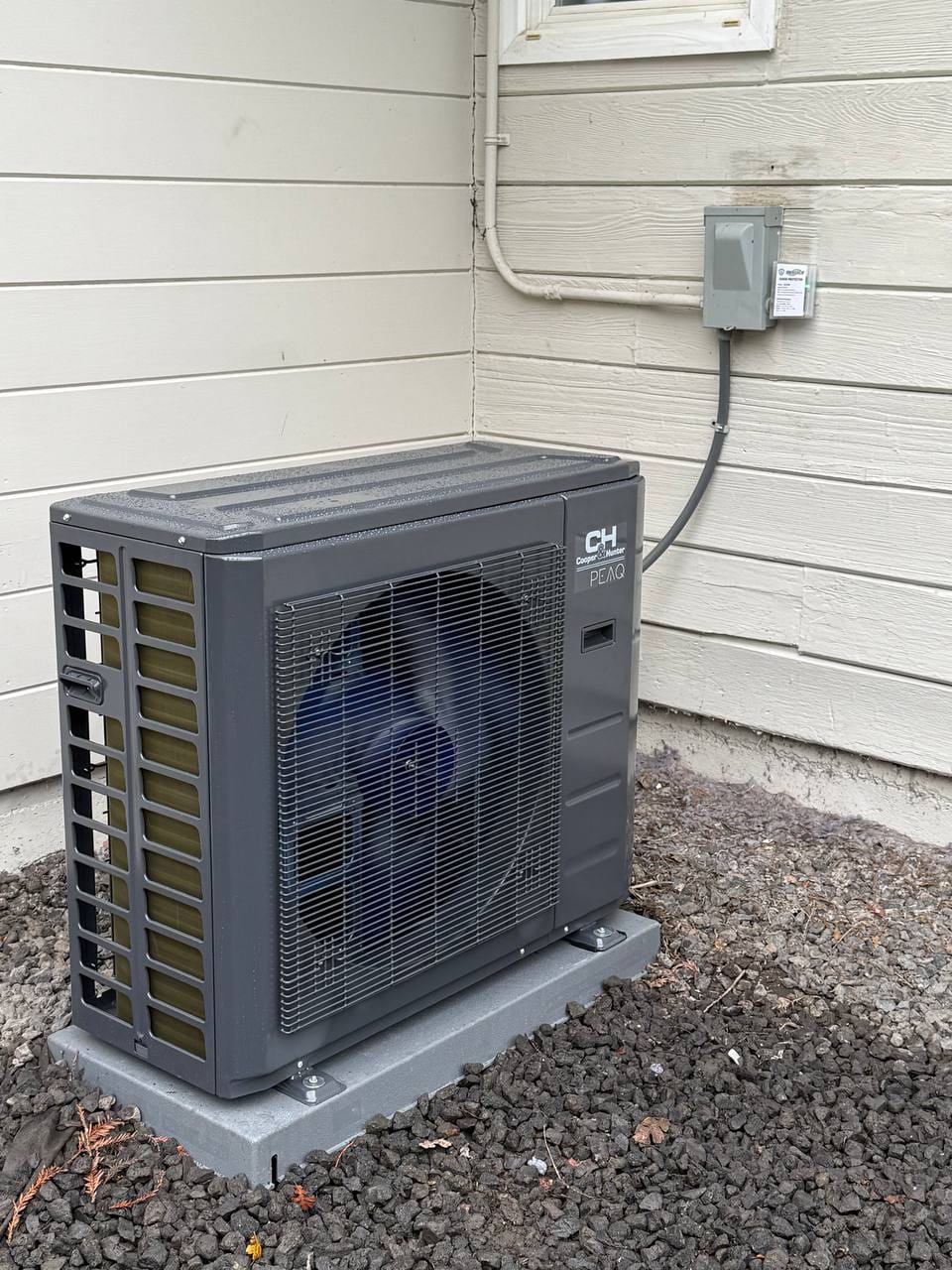 Cooper&Hunter Peak heat pump install in Walnut Creek — outdoor condenser installation