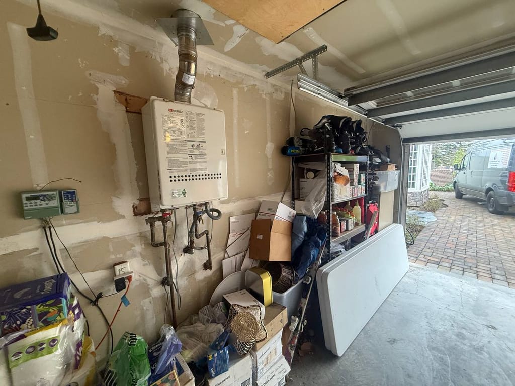 Existing Noritz tankless water heater before Navien replacement, Walnut Creek