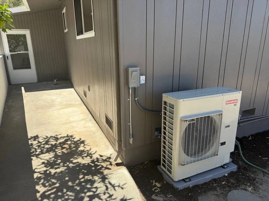 Goodman high-efficiency heat pump install in Martinez — completed install